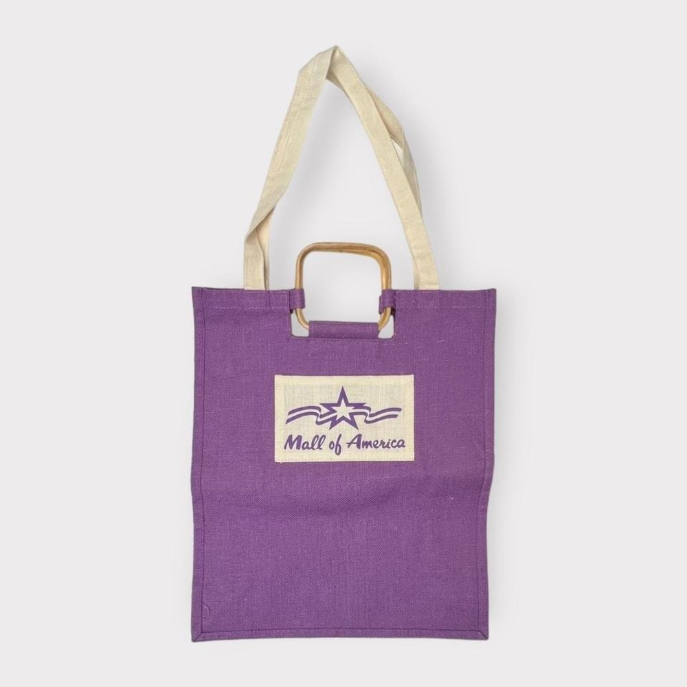Purple Jute Shoulder Bag Wooden Handles - Mall of America‎